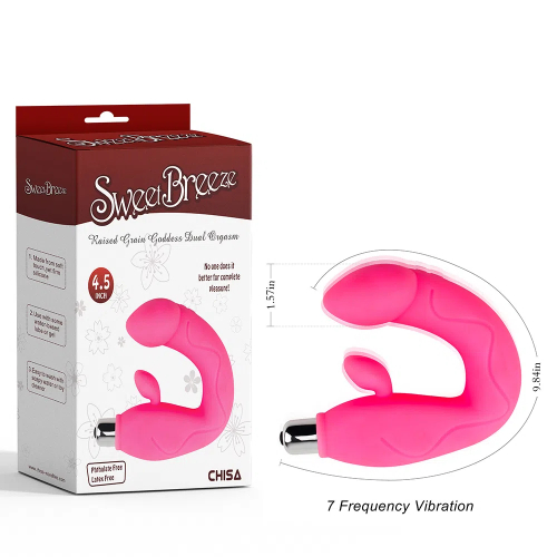Raised Grain Goddess Dual orgasm-Pink 7 Frequency Vibration Dildo